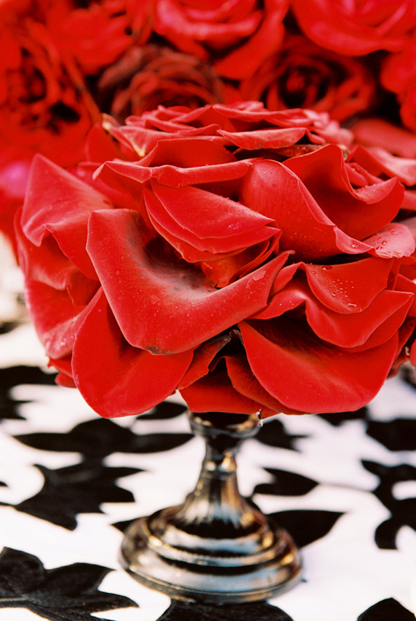 red rose wedding floral centerpiece photo by Yvette Roman Photography